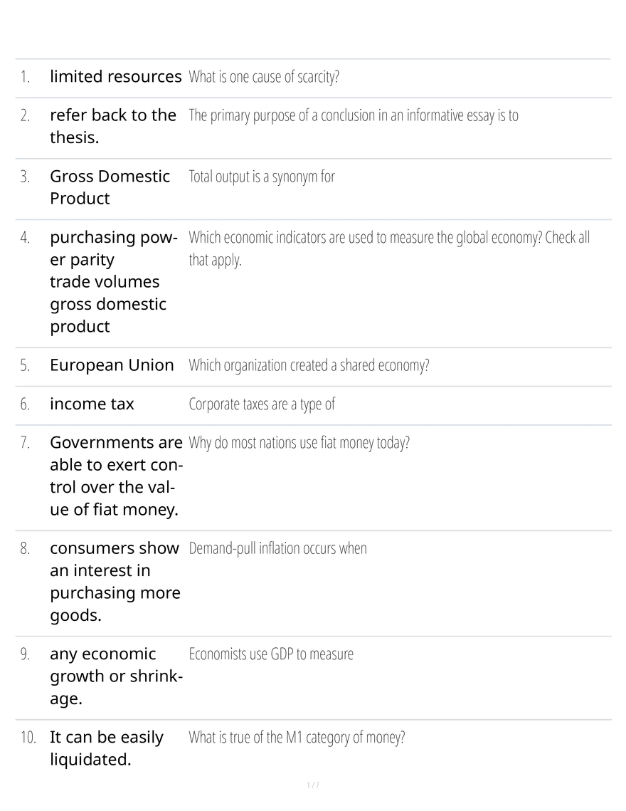 Economic Exam Question to Study - Page 1