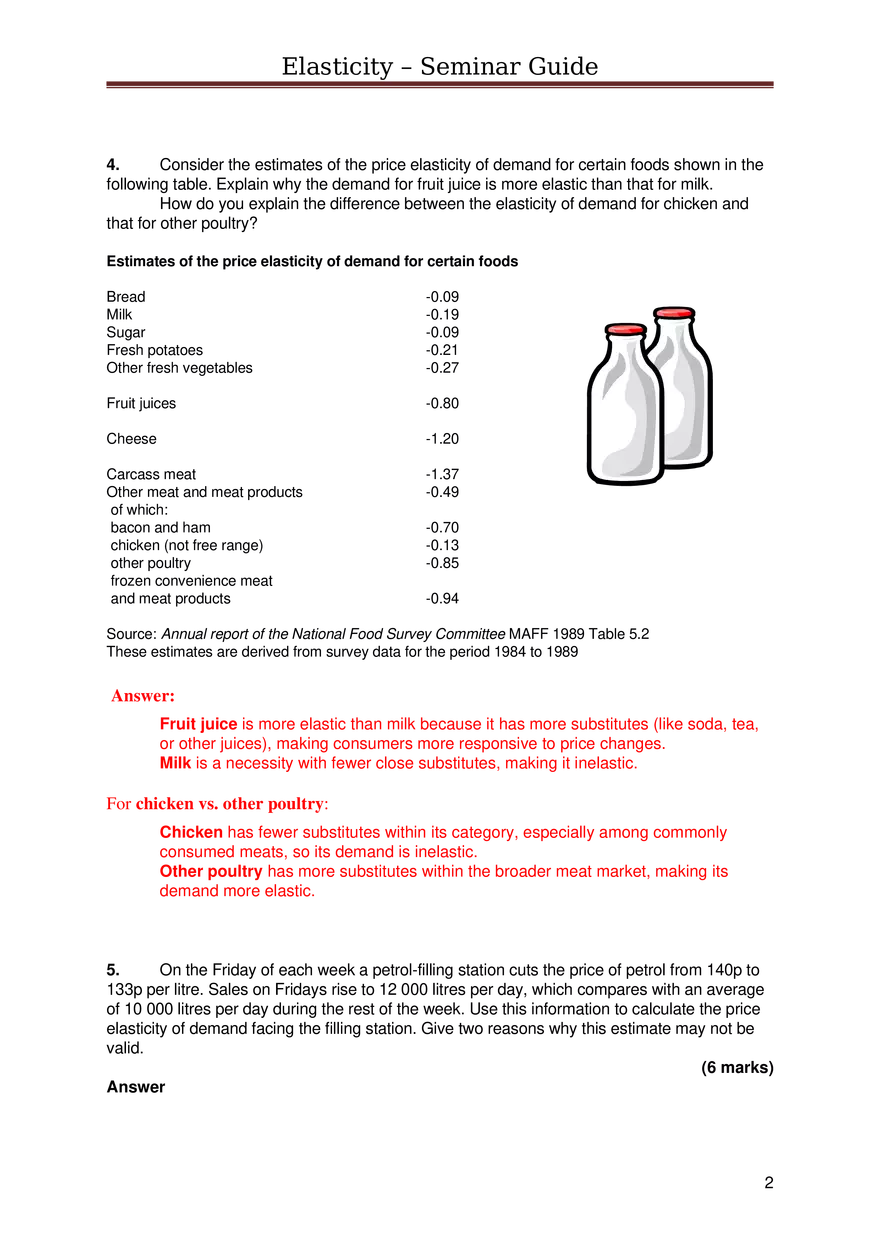 Price Elasticity of Demand Answers - Page 2