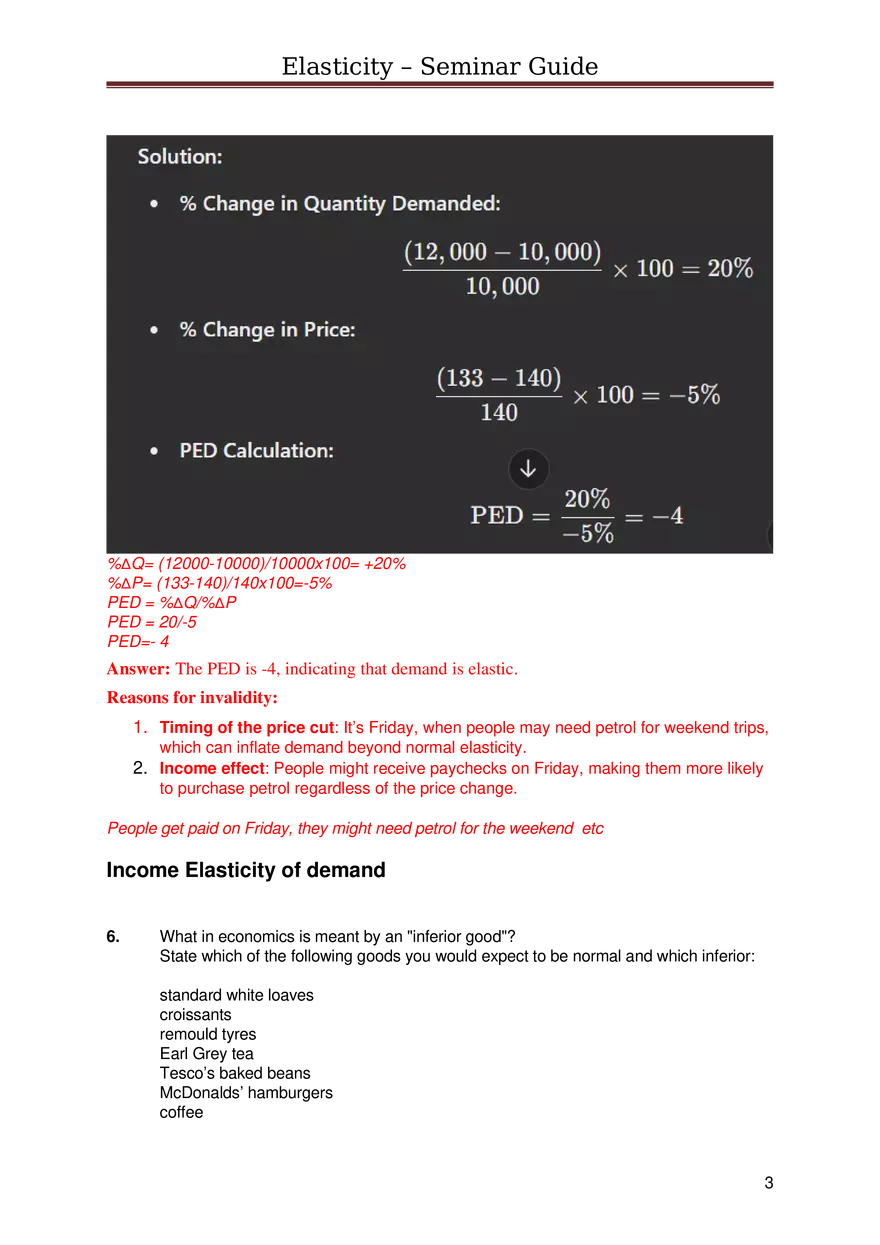 Price Elasticity of Demand Answers - Page 3