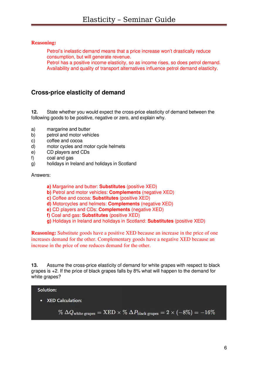 Price Elasticity of Demand Answers - Page 6