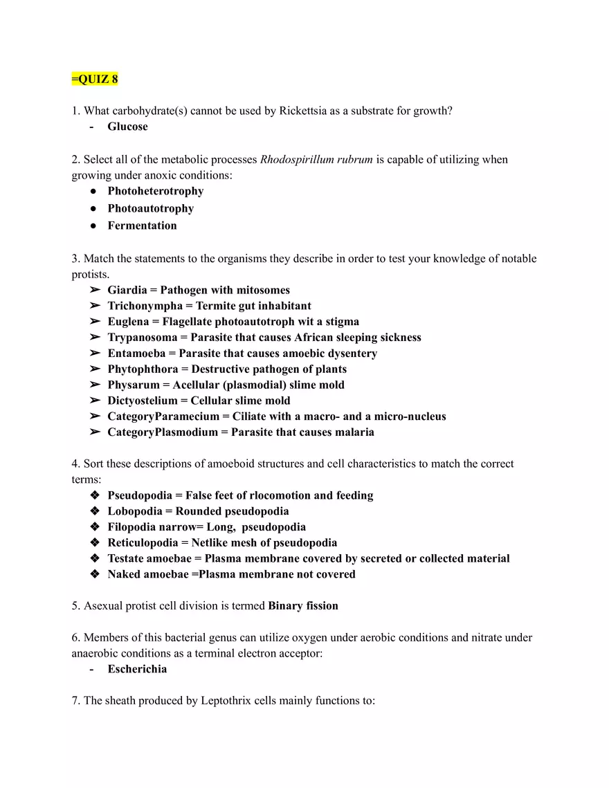 Microbiology Quiz 8 - Page 1