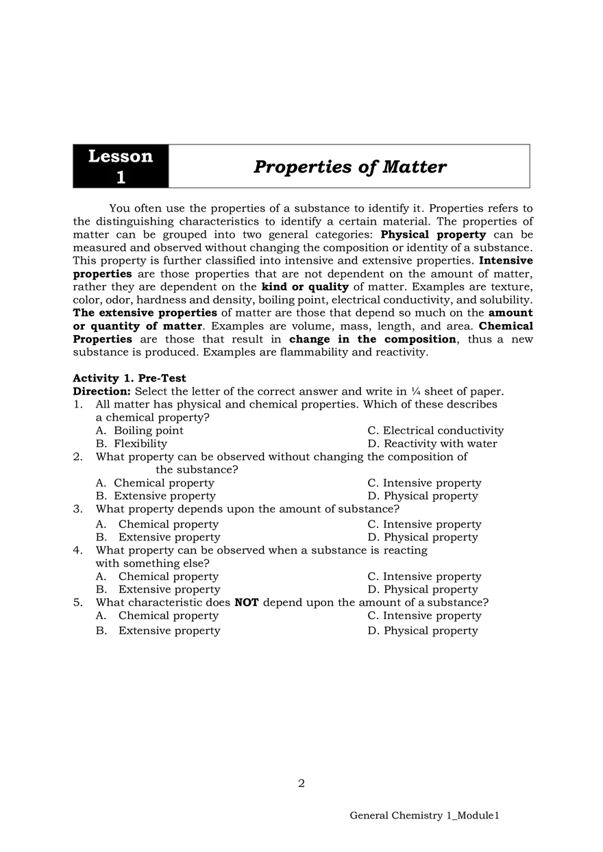 Properties of Matter - Page 1