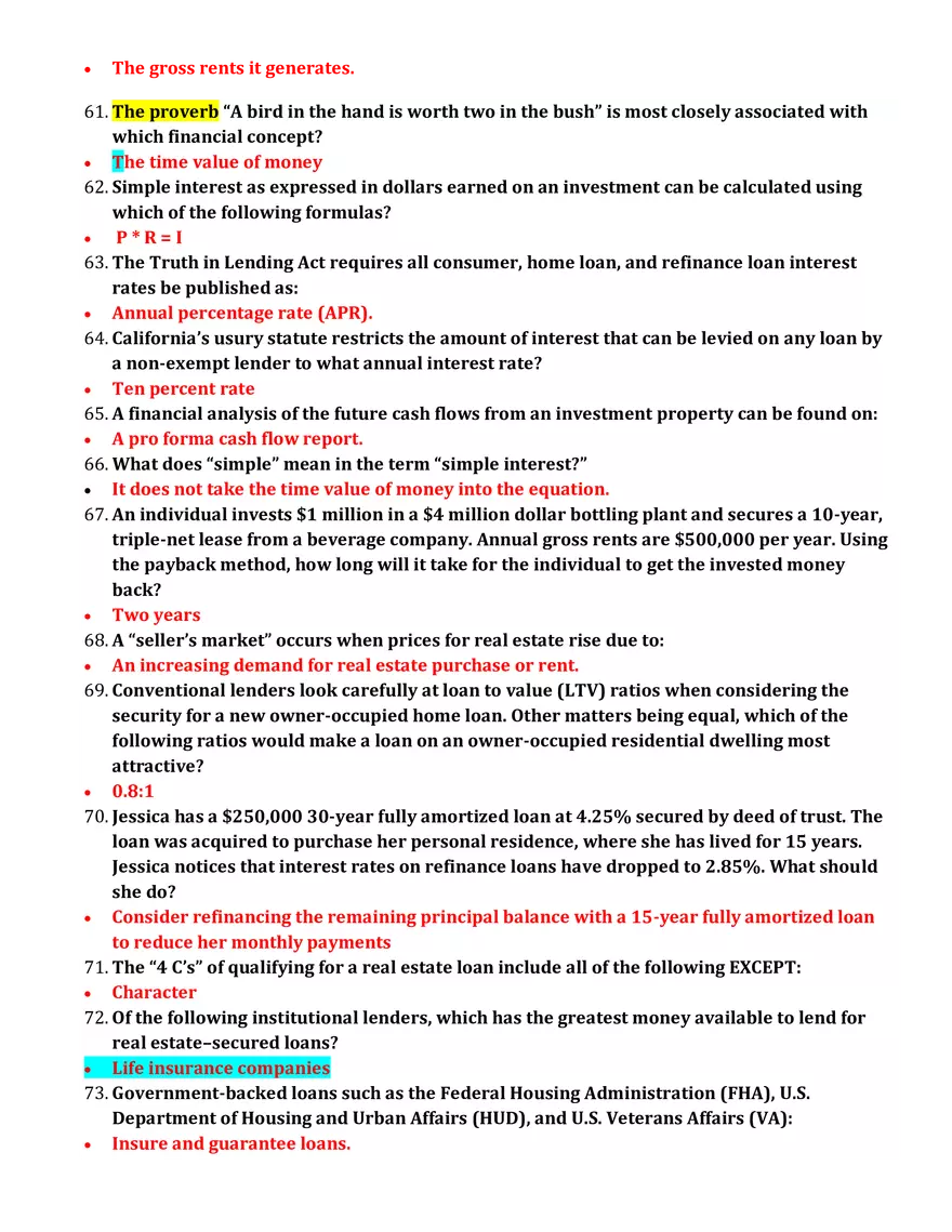 California Real Estate Salesperson Practice Exam 1 - Page 4