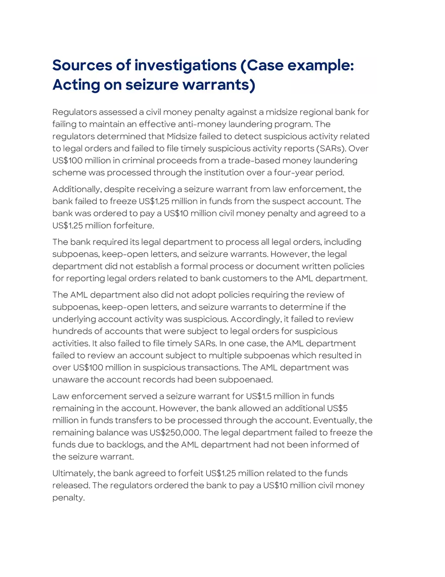 Investigations Initiated by the Financial Organization - Page 26