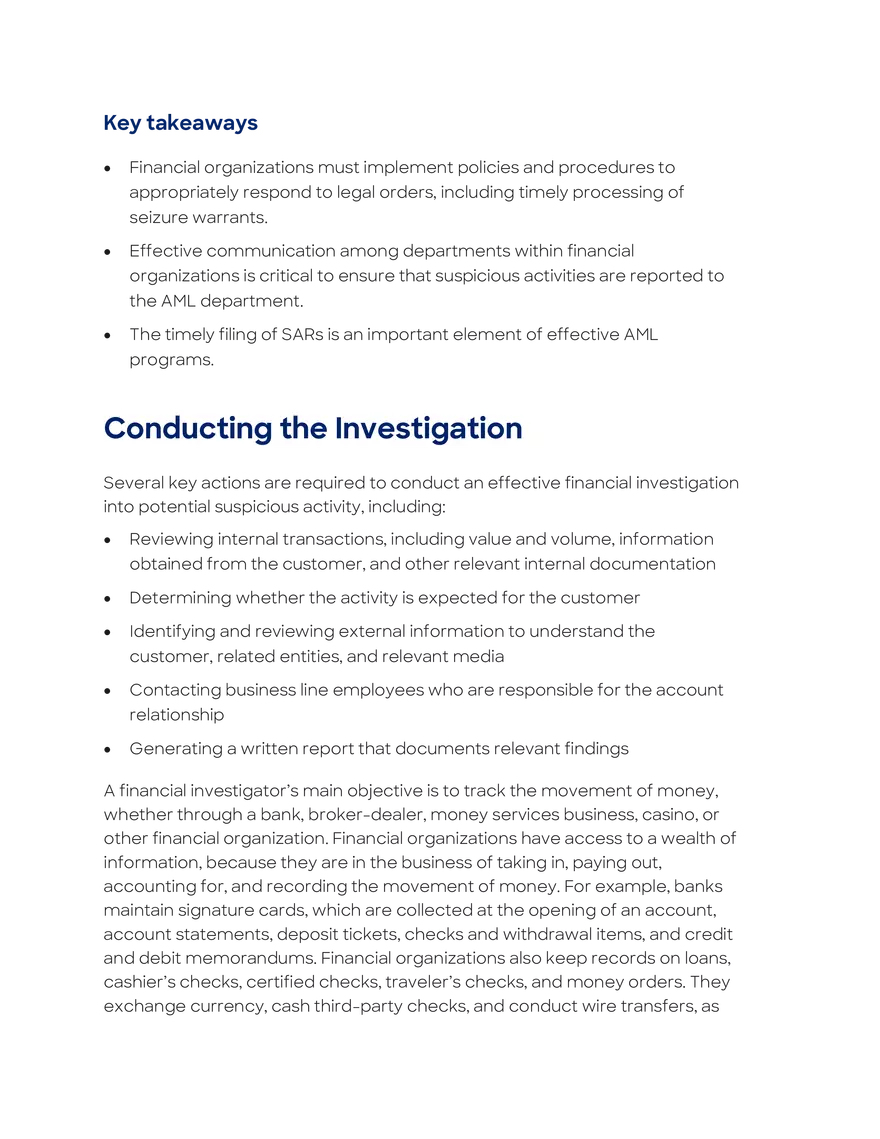 Investigations Initiated by the Financial Organization - Page 3