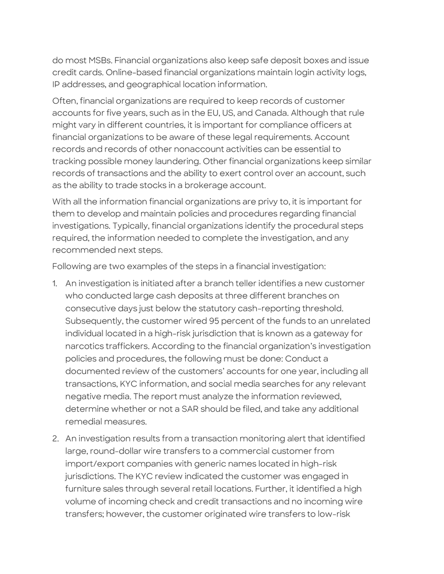 Investigations Initiated by the Financial Organization - Page 4