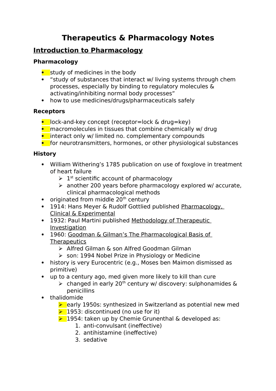 Introduction to Pharmacology - Page 1