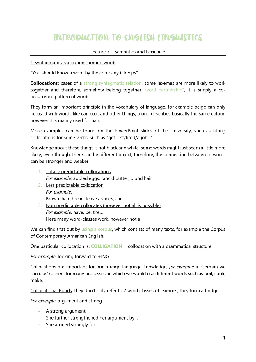 Summary to Introduction to English Linguistics - Page 28
