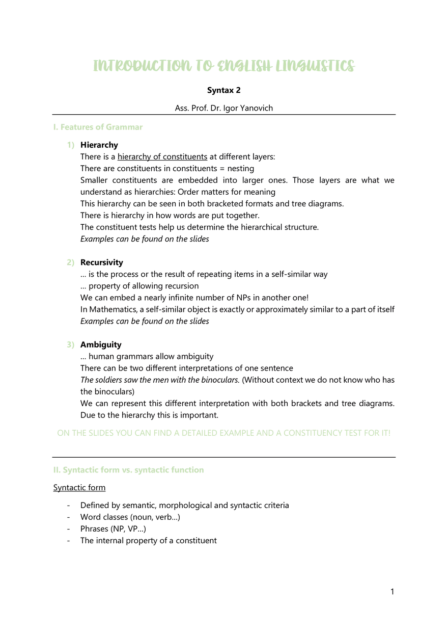 Summary to Introduction to English Linguistics - Page 44