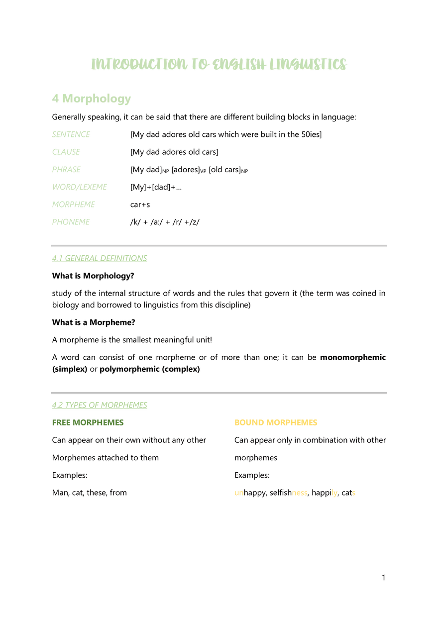 Summary to Introduction to English Linguistics - Page 68