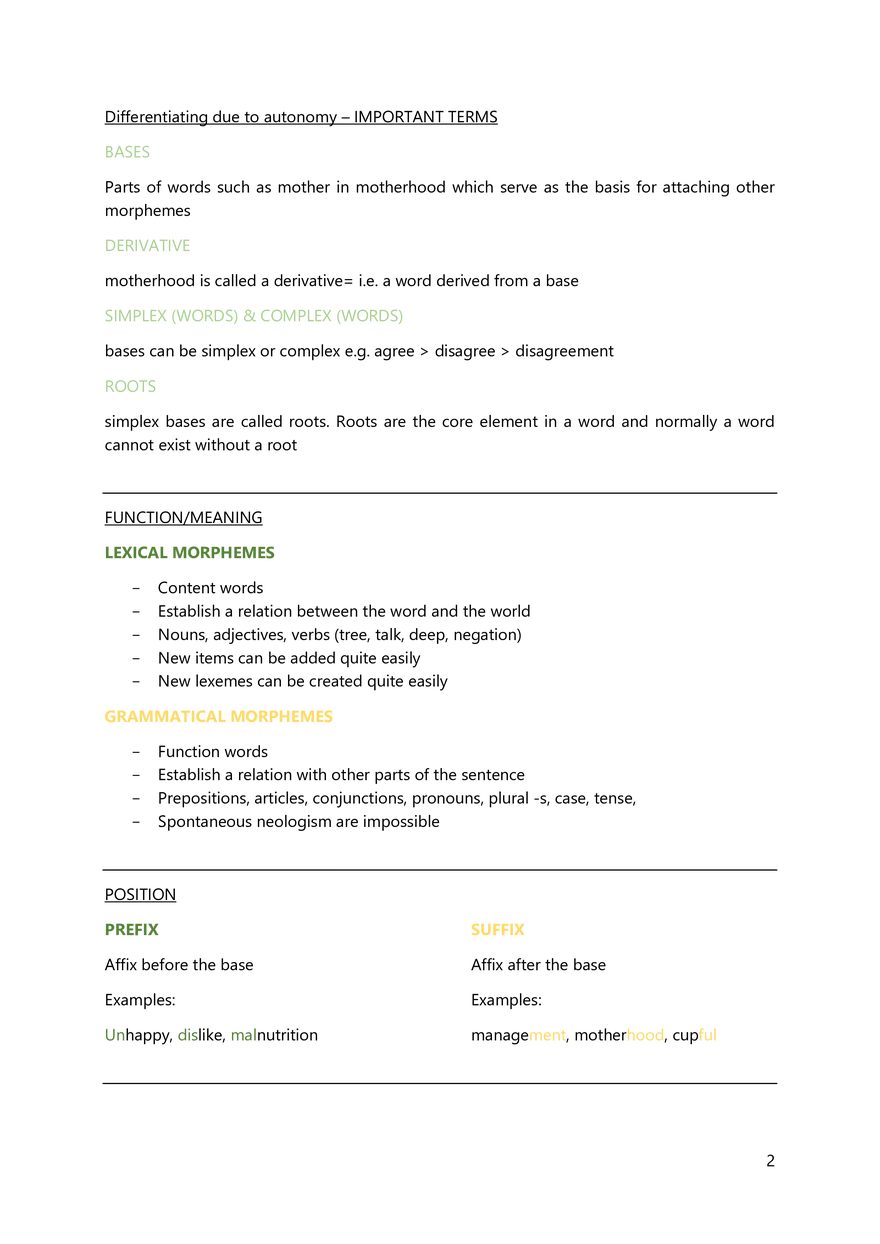 Summary to Introduction to English Linguistics - Page 74