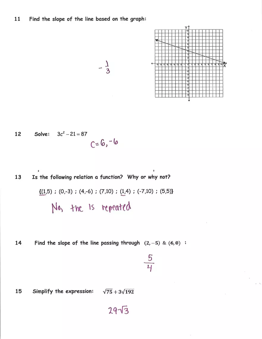 Algebra 1 Final Exam - Page 3