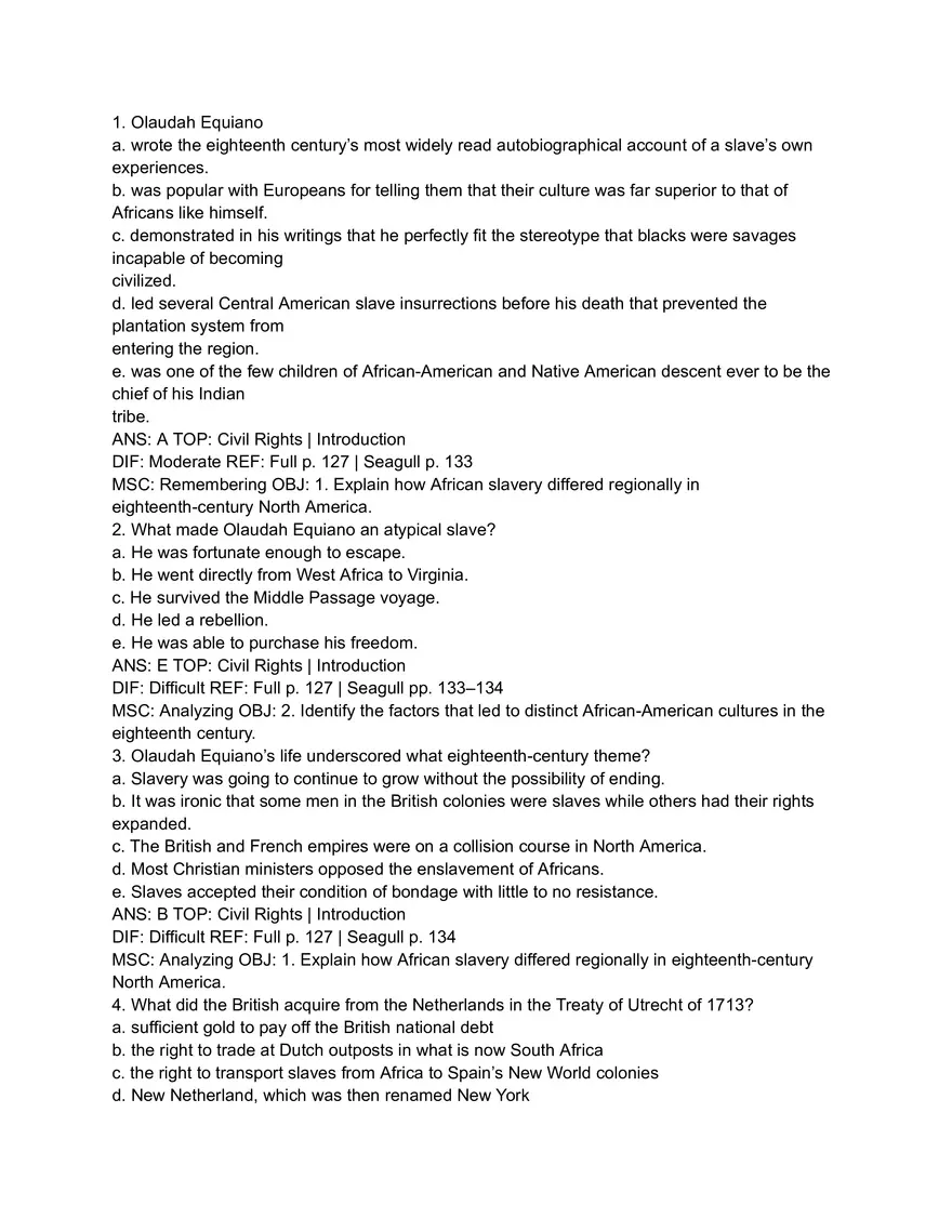 Identify the Statements That Accurately Describe the Life of Olaudah Equiano - Page 1