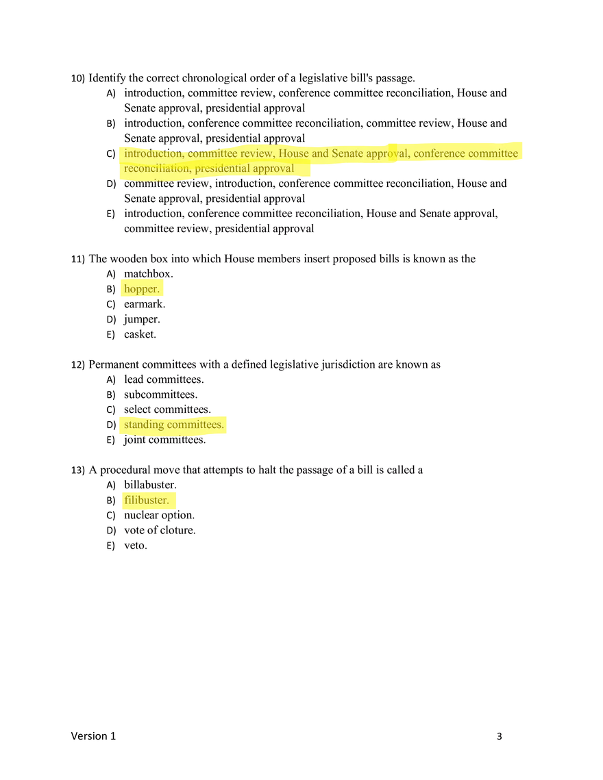 US Government Chapter 12-13 Answer Key - Page 3