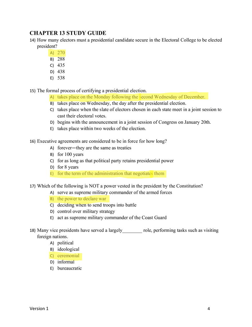 US Government Chapter 12-13 Answer Key - Page 4