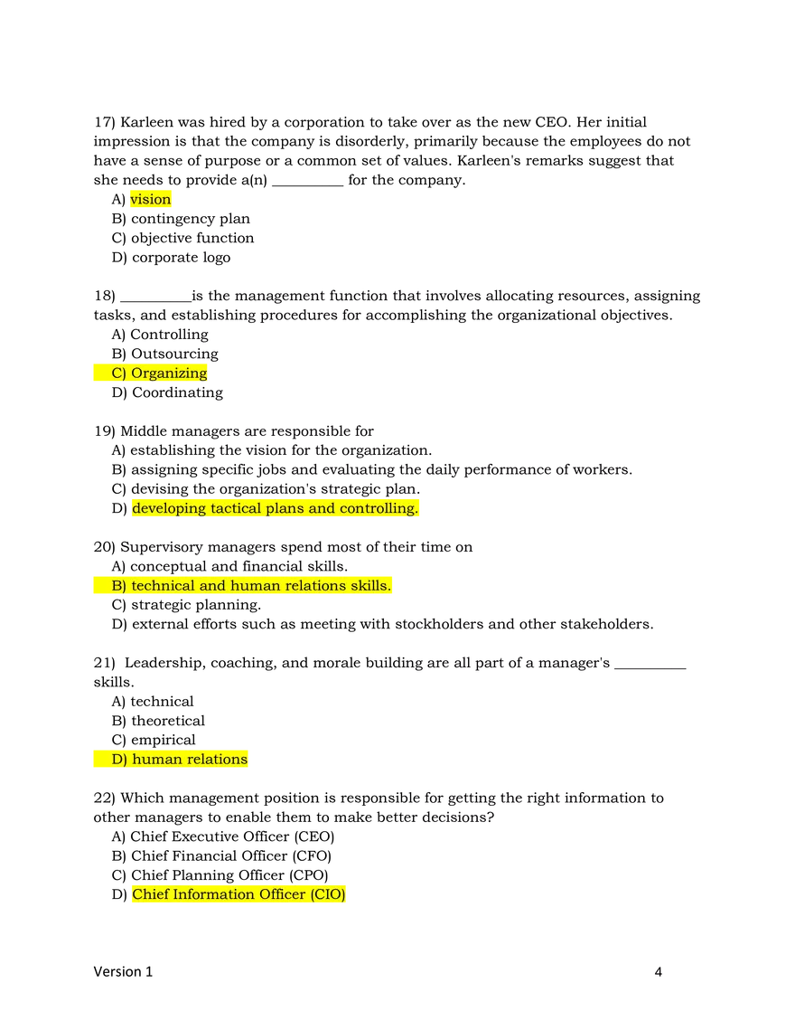 Introduction to Business Quiz Chapter 7 - Page 4