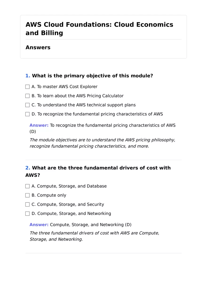 AWS Cloud Foundations. Cloud Economics and Billing - Page 1