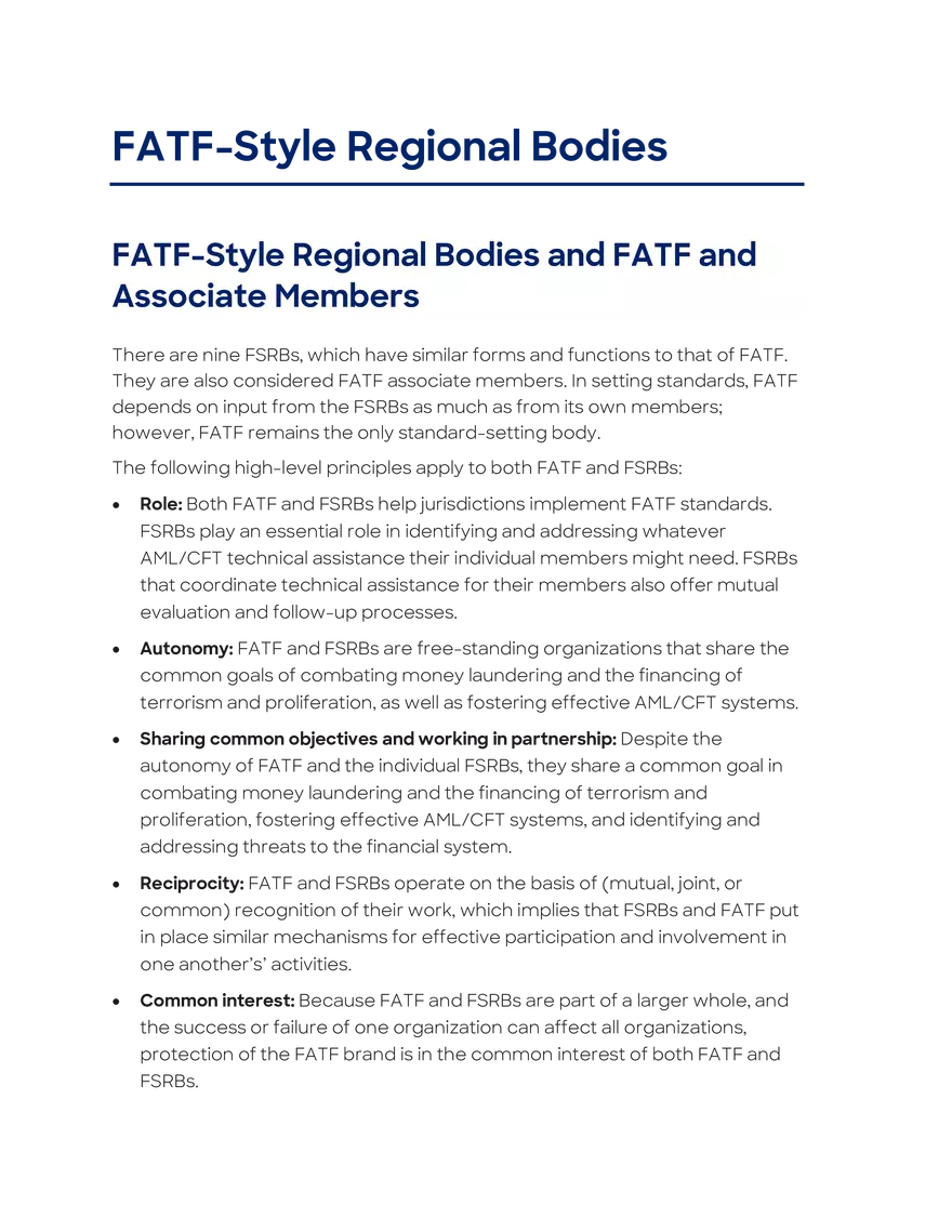 FATF-Style Regional Bodies - Page 1