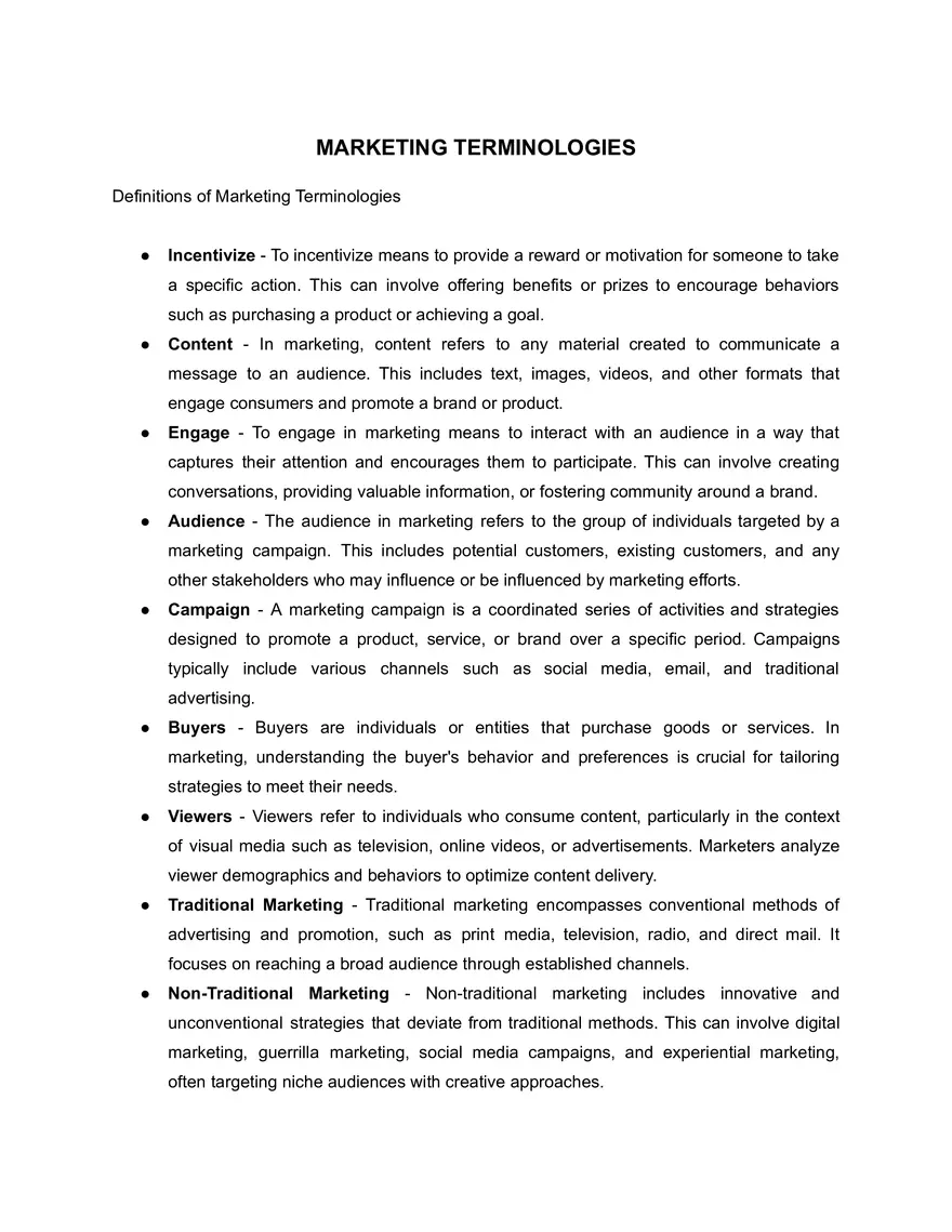 Marketing Terminologies - Page 1