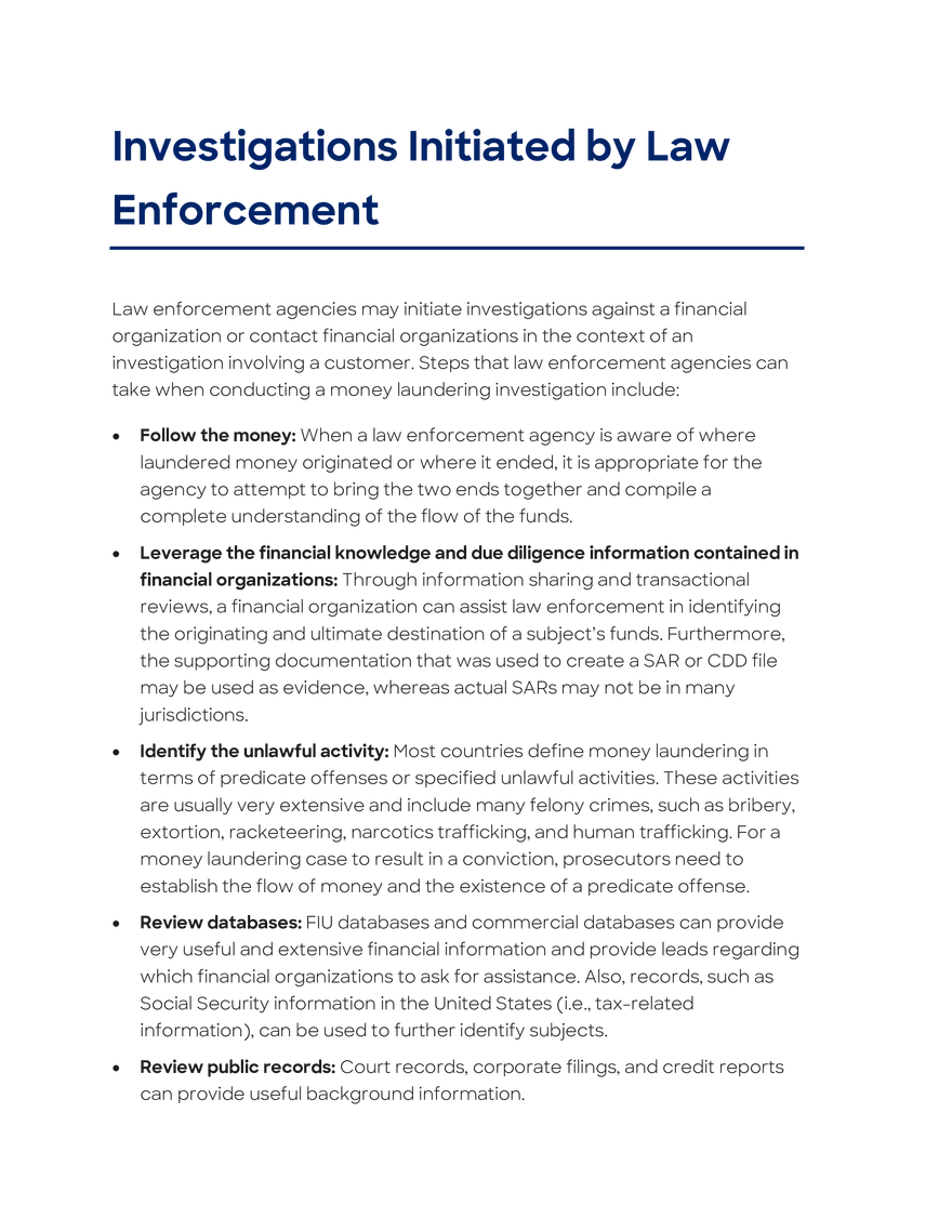 Investigations Initiated by Law Enforcement - Page 1