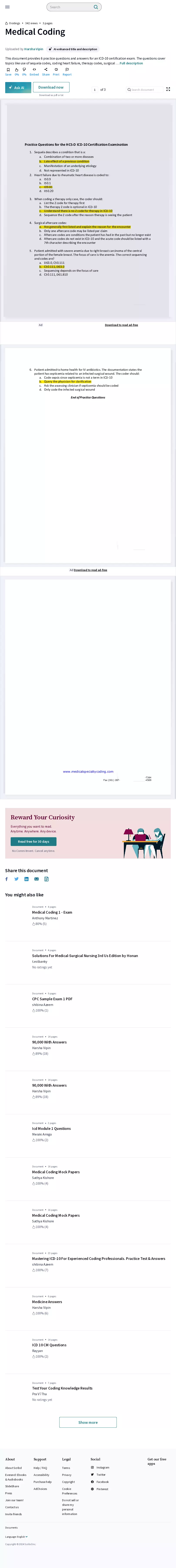 Medical Coding Test Answers - Page 1
