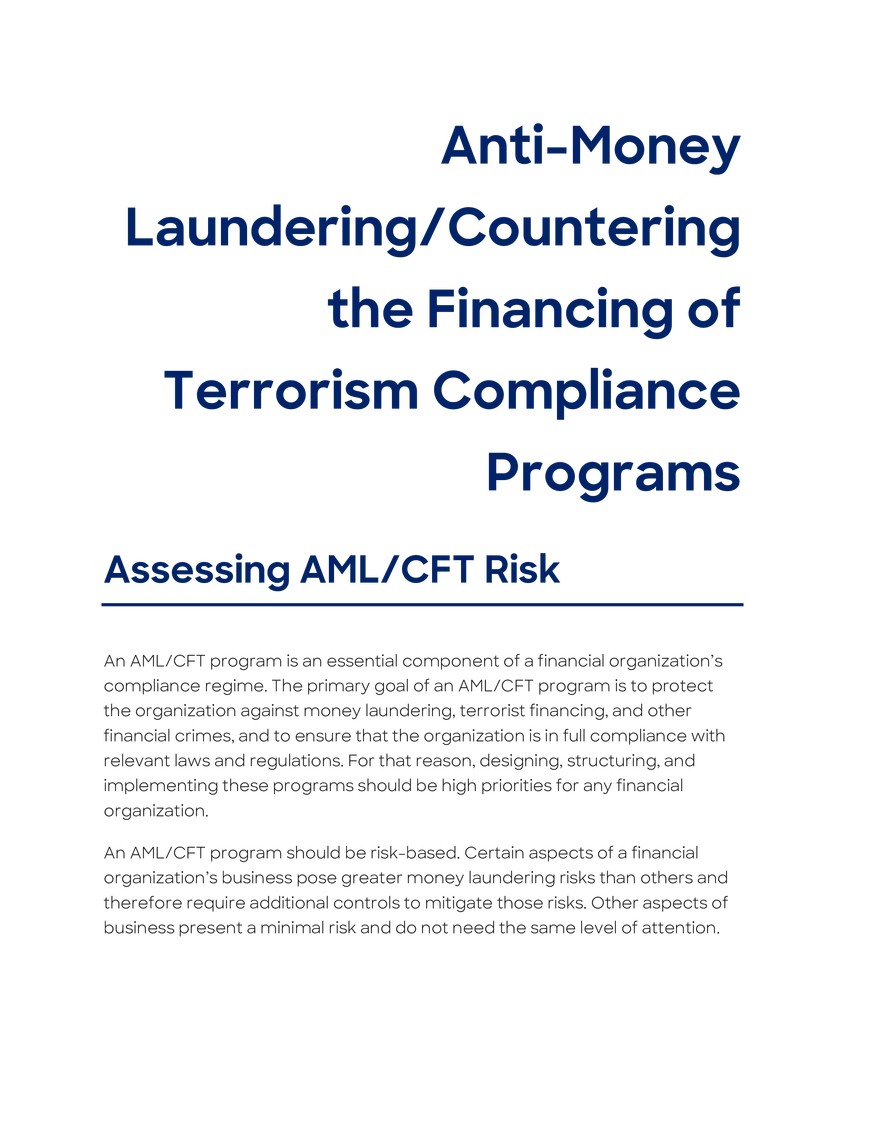 Assessing AML-CFT Risk - Page 1