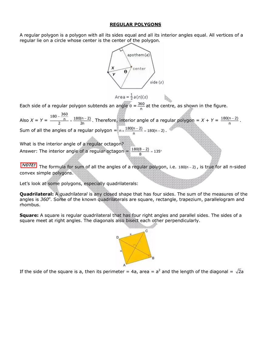 Regular Polygons - Page 1