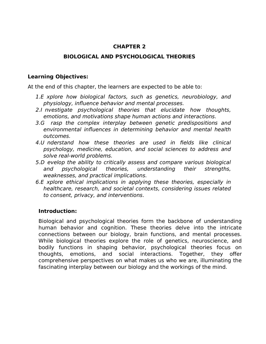 Chapter 2 Biological and Psychological Theories - Page 1