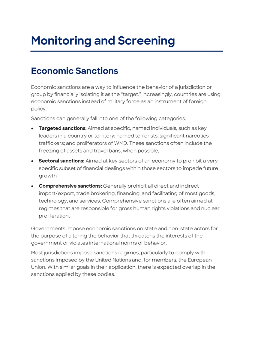 Monitoring and Screening - Page 1
