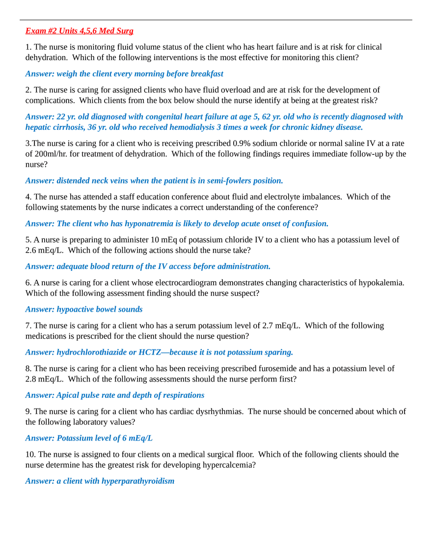 Exam #2 Units 4,5,6 Med Surg - Page 1