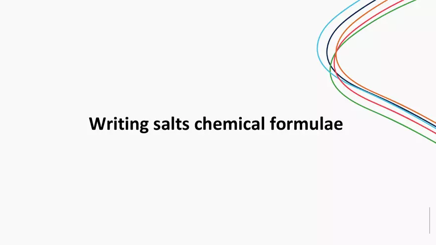 Writing Salts Chemical Formulae - Page 1