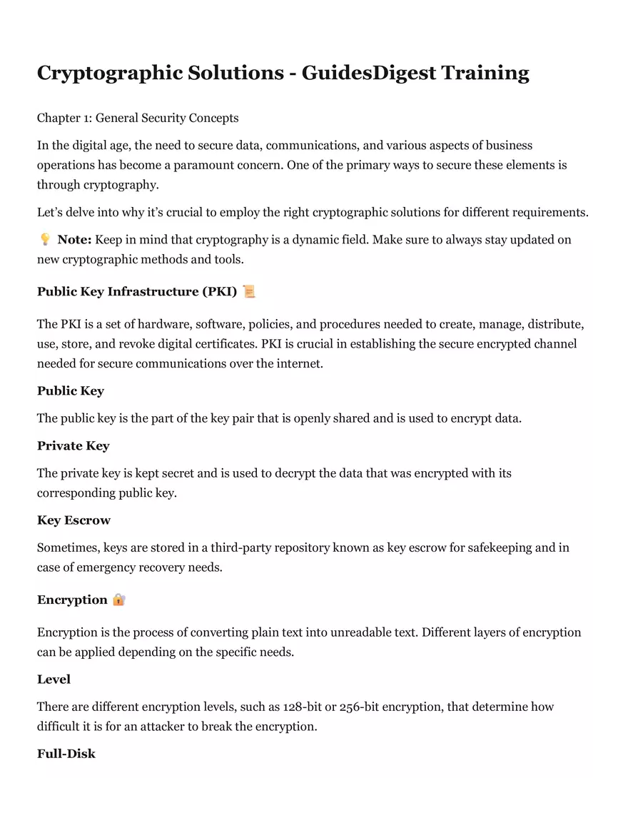 Cryptographic Solutions - GuidesDigest Training - Page 1