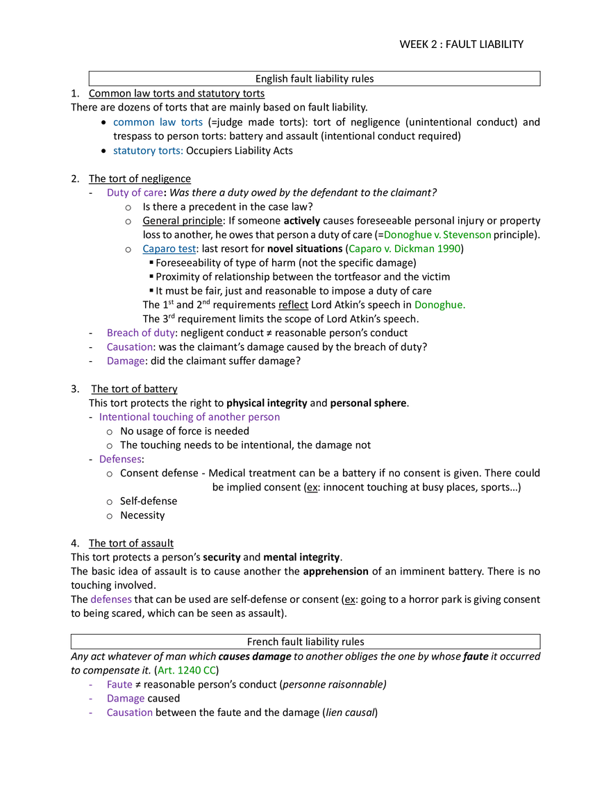 Week 2: Fault Liability - Page 1