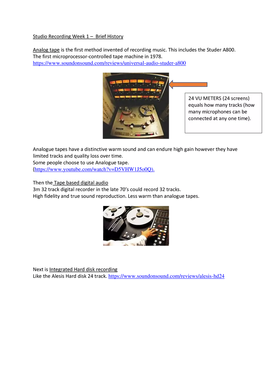 Studio Recording Week 1 – Brief History - Page 1