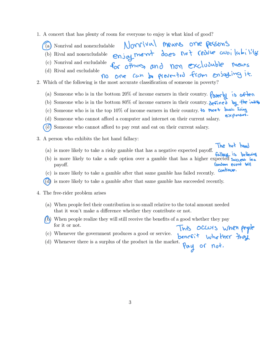 Econ Exam 3 Version A - Page 1