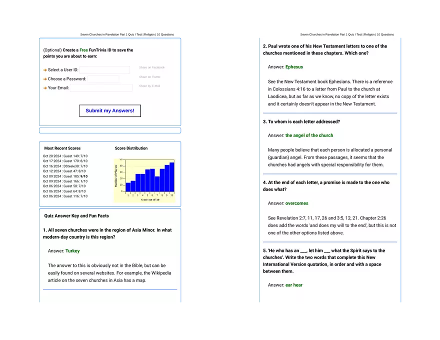 Seven Churches in Revelation Part 1 Quiz - Page 3