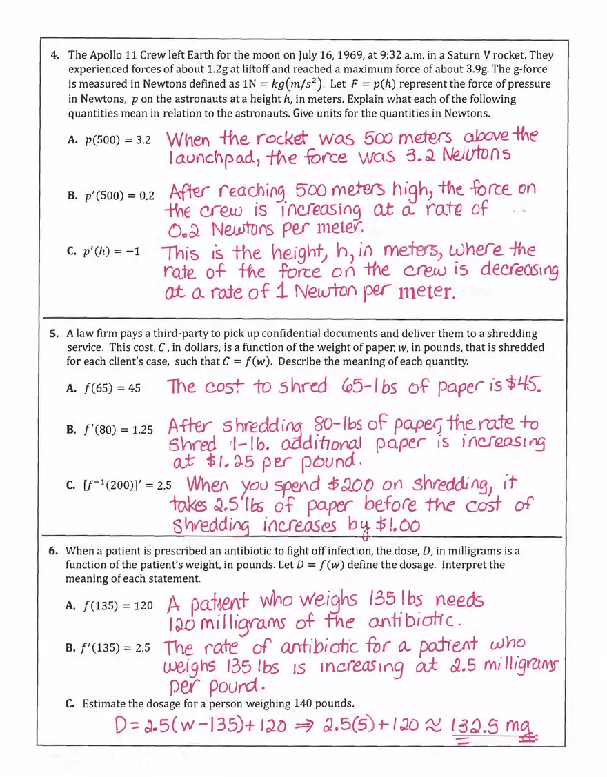 Interpretations of the Derivative Homework - Page 2