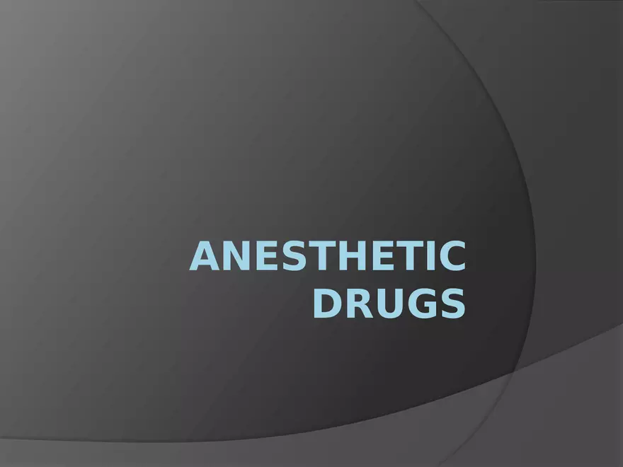 Anesthetic Drugs (Veterinary) - Page 1