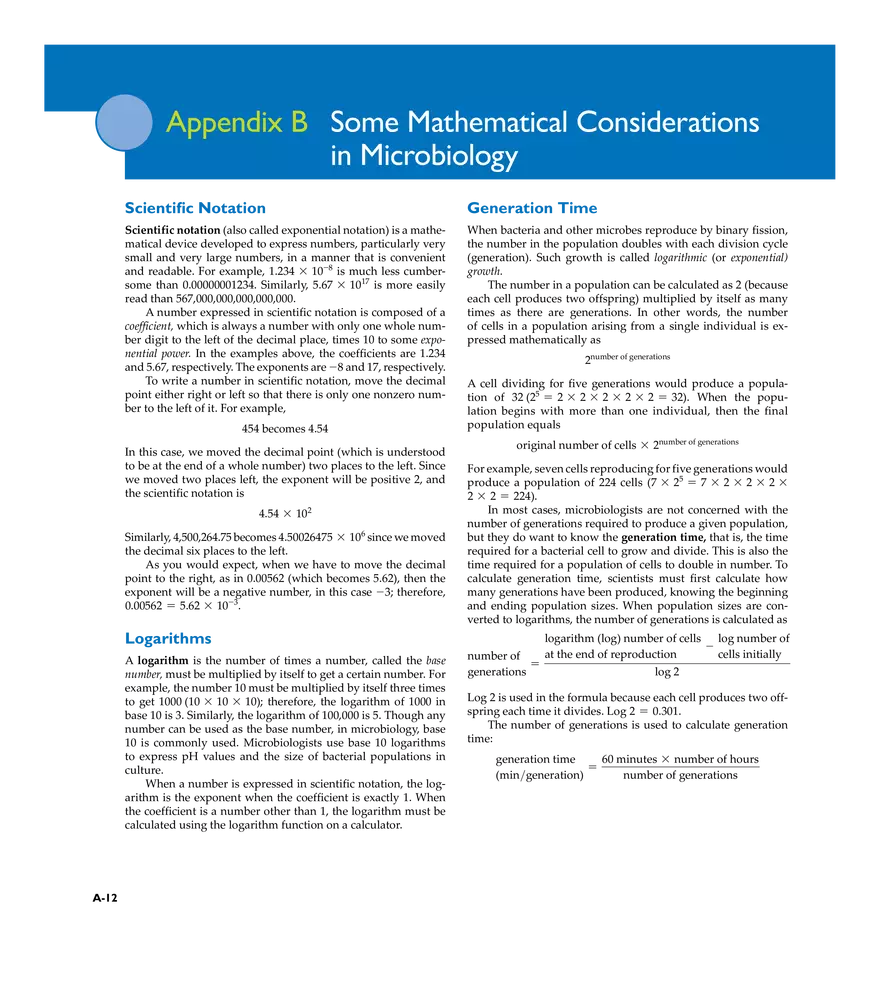 Appendix B Some Mathematical Considerations in Microbiology - Page 1