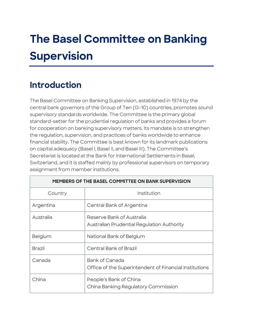 The Basel Committee on Banking Supervision - Page 1