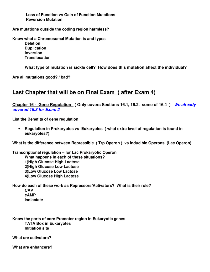 Review Sheet for Biology Exam 4 - Page 5