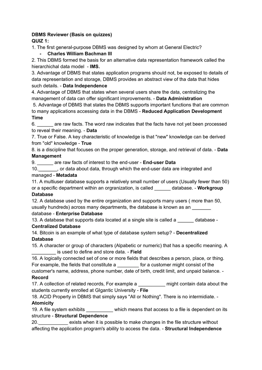 DBMS Reviewer (Basis on Quizzes) - Page 1