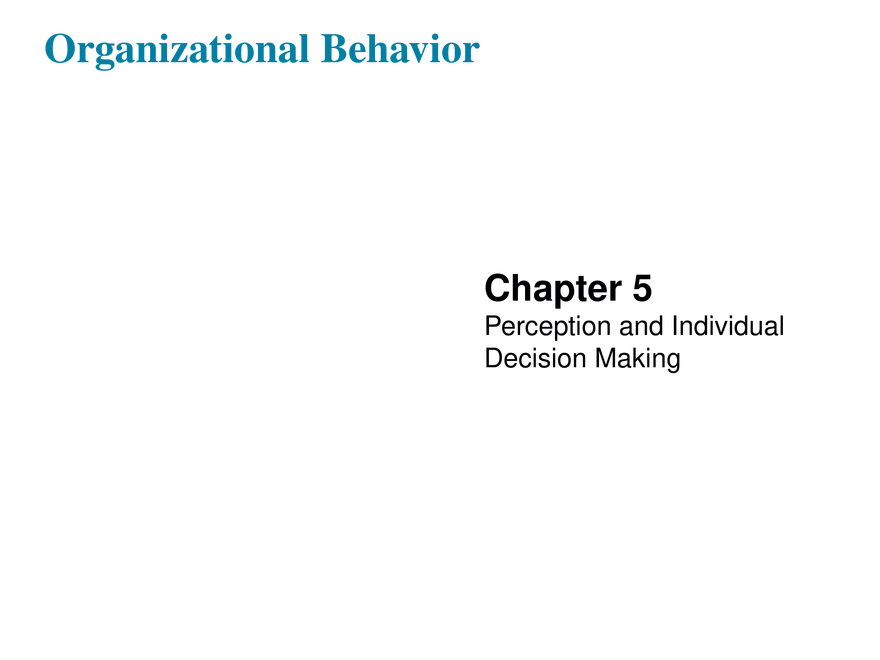 Chapter 5 Perception and Individual Decision Making - Page 1