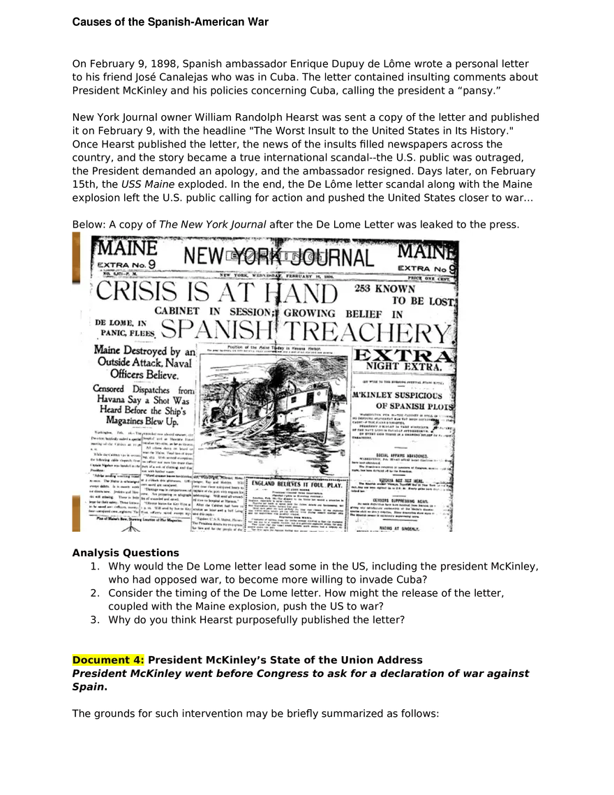 Causes of the Spanish-American War - Page 9