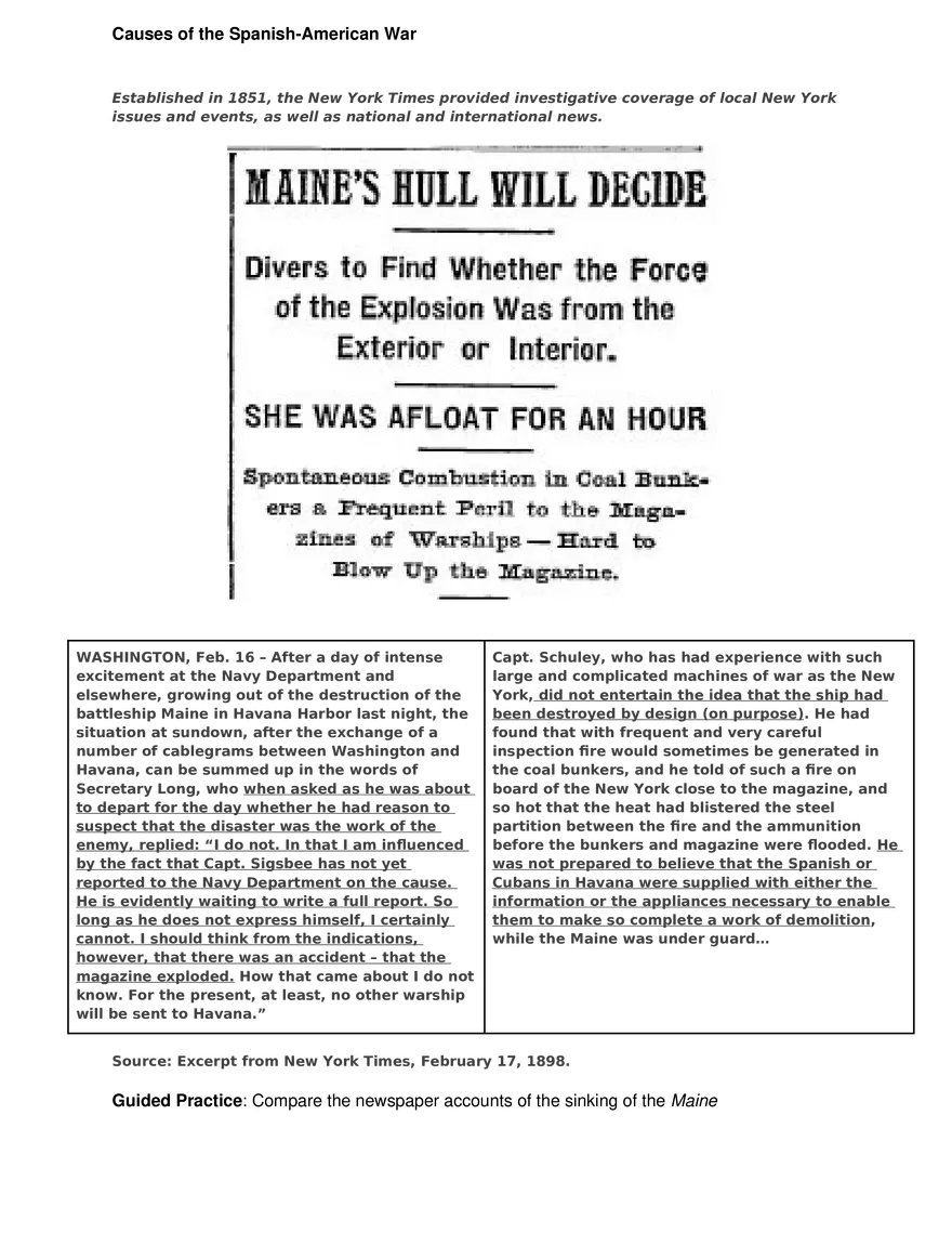 Causes of the Spanish-American War - Page 2