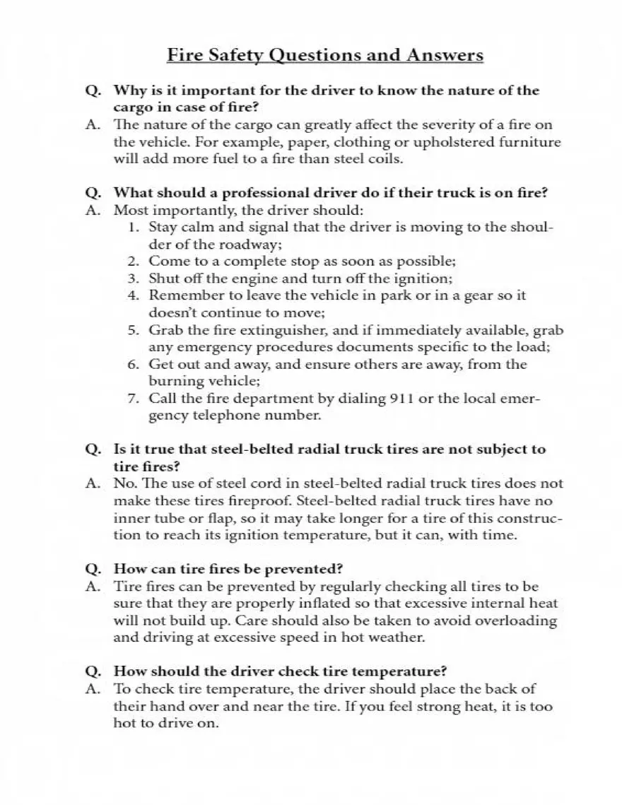 Fire Safety Questions and Answers - Page 1