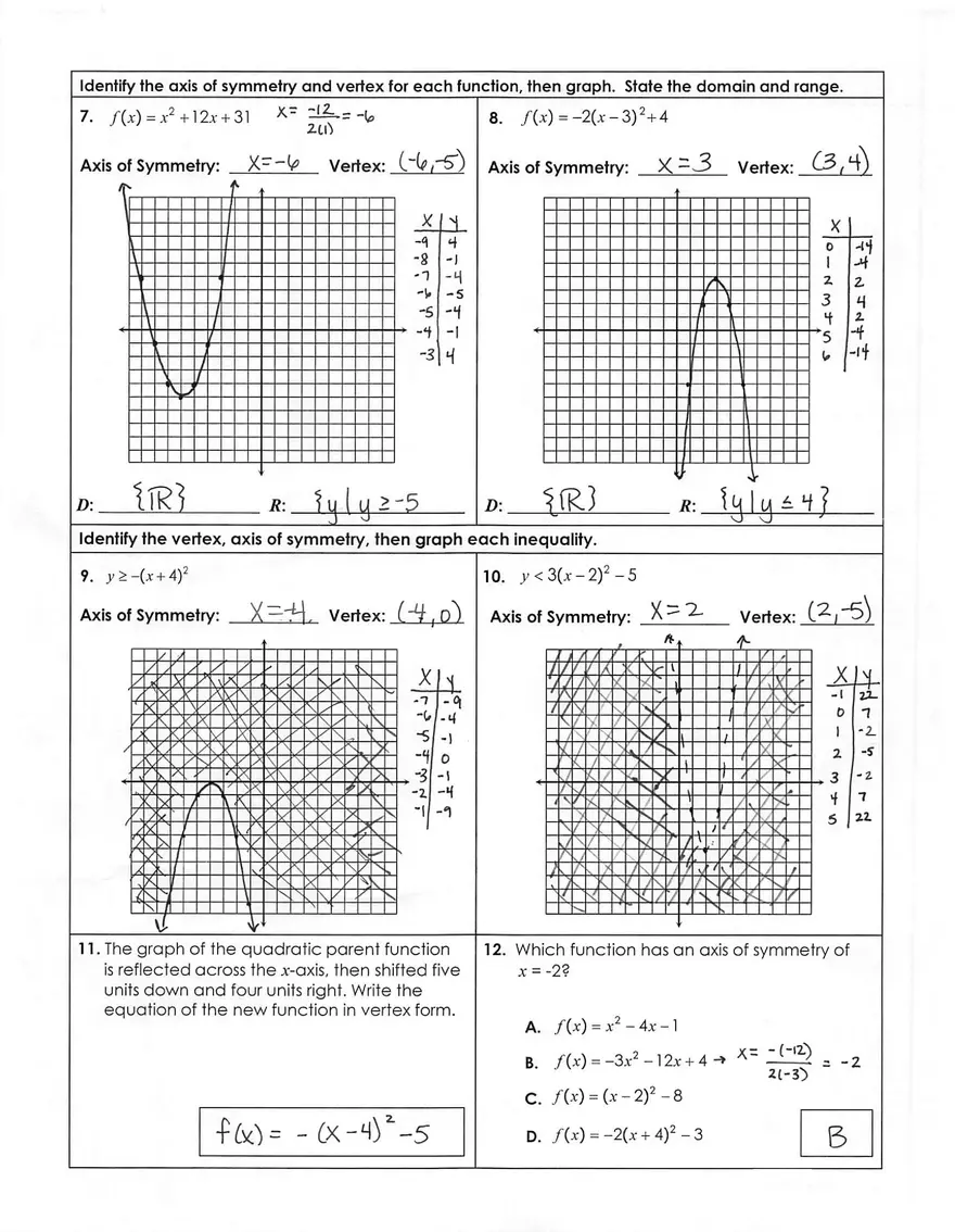 Unit 3 Test Parent Functions & Transformations - Page 2