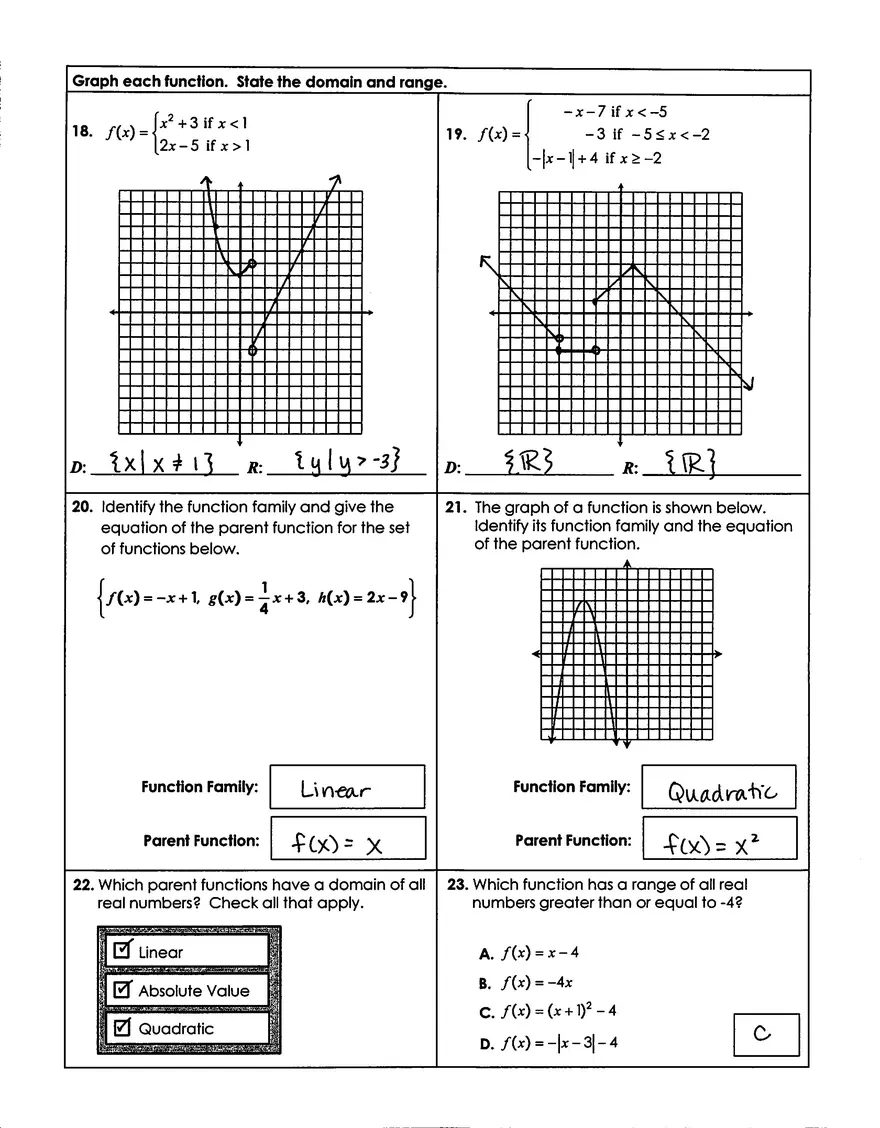 Unit 3 Test Parent Functions & Transformations - Page 4