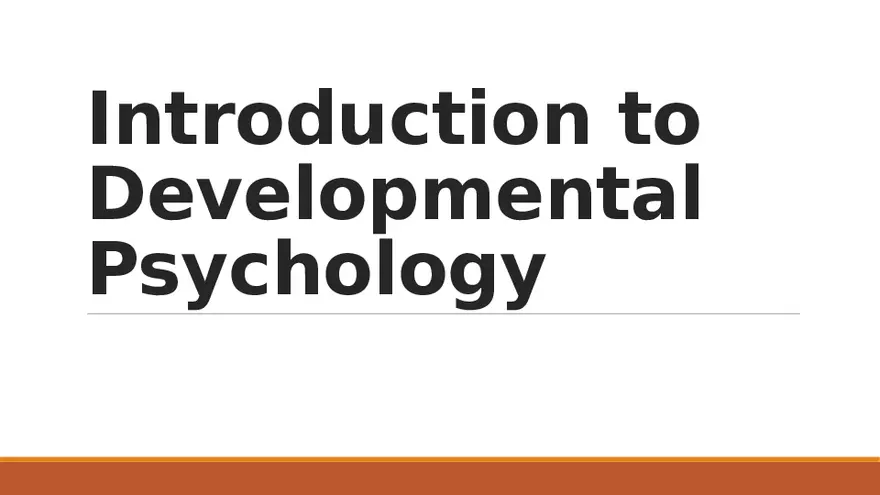 Introduction to Developmental Psychology - Page 1