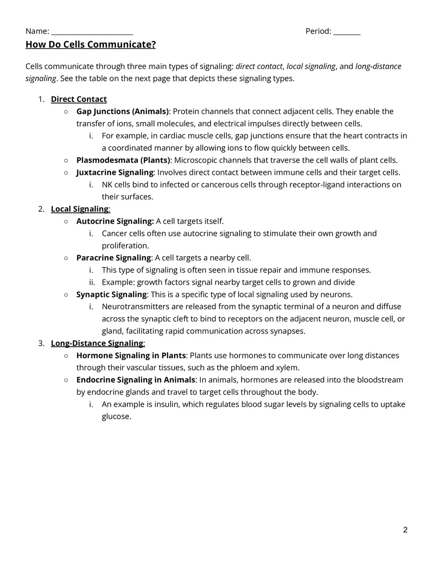 Cell Communication & Cell Cycle Reading Guide - Page 2